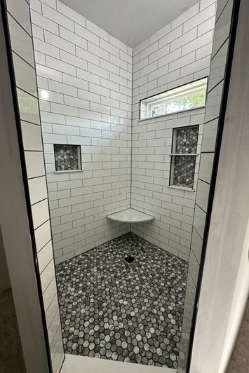 tiled shower